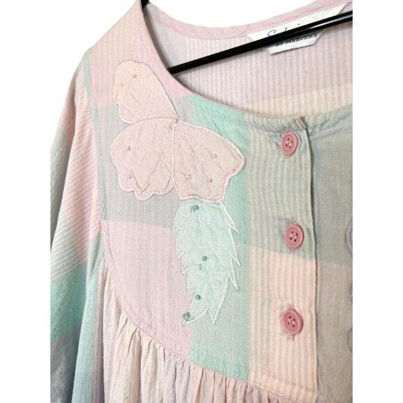 Vtg Nightgown Large Pastel Cotton Prairie Cottagecore Patchwork Dolly - Picture 8 of 16